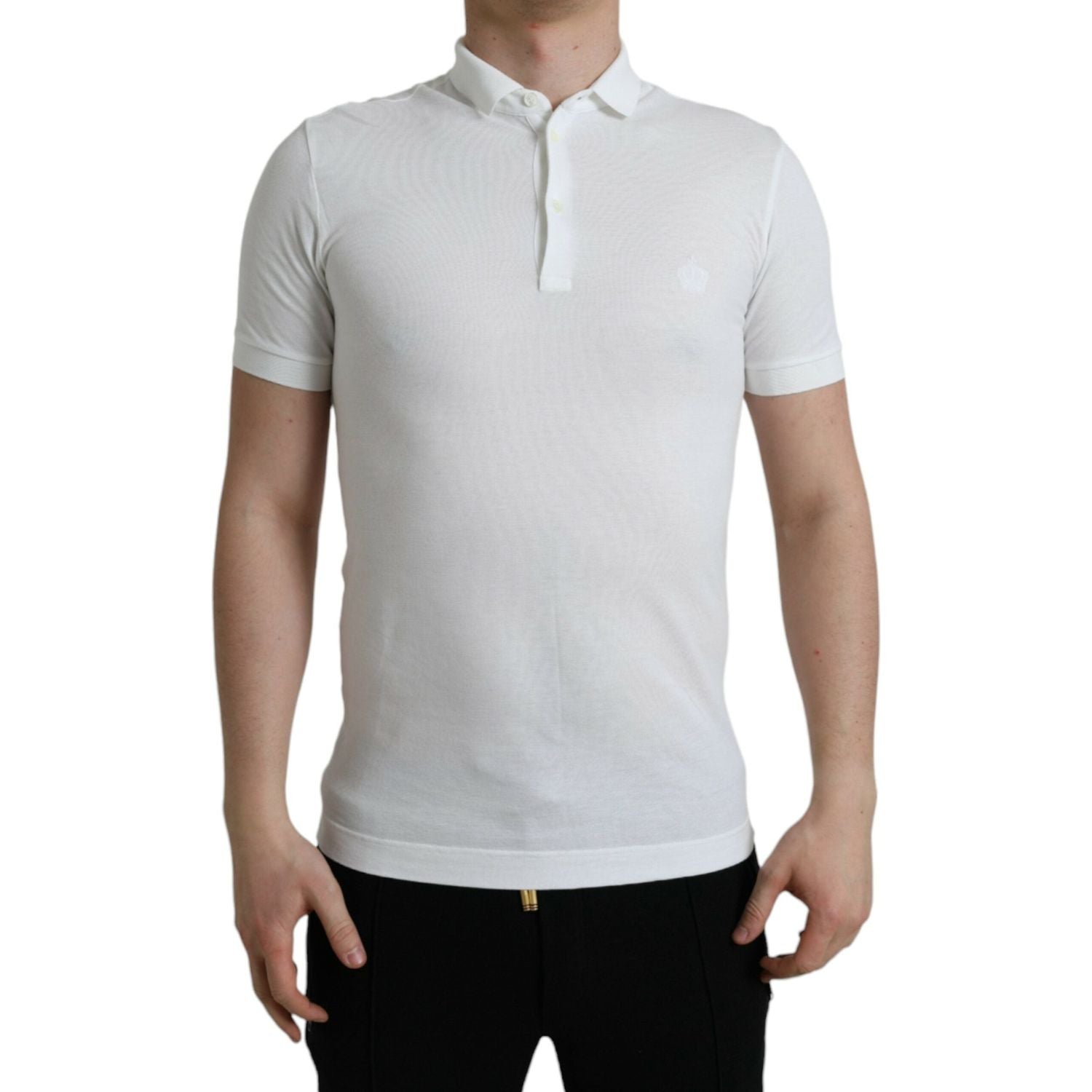 Dolce & Gabbana White Collared Short Sleeve Crown T-shirt