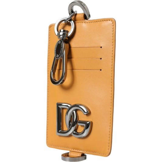 Dolce & Gabbana Orange Calf Leather Credit Card Holder Clip On Wallet BAG1113