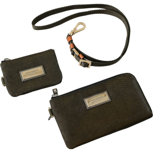 Dolce & Gabbana Dark Green Nylon Logo Multifunctional Kit 2 Pcs Set Bags BAG1129
