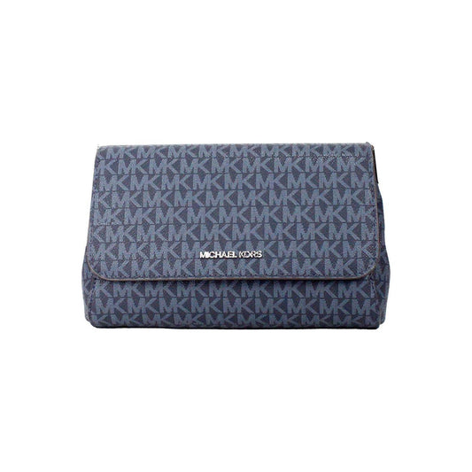 Michael Kors Jet Set Medium Navy Blue PVC Convertible Pouchette Crossbody Bag 88039