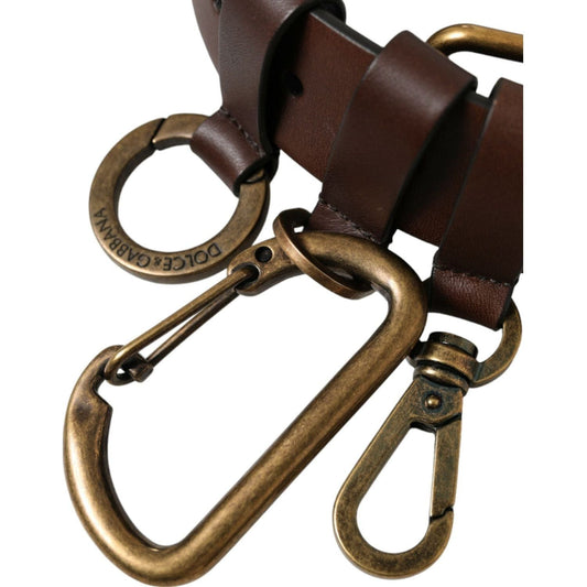 Dolce & Gabbana Brown Calf Leather Gold Metal Buckle Belt BEL9033-110