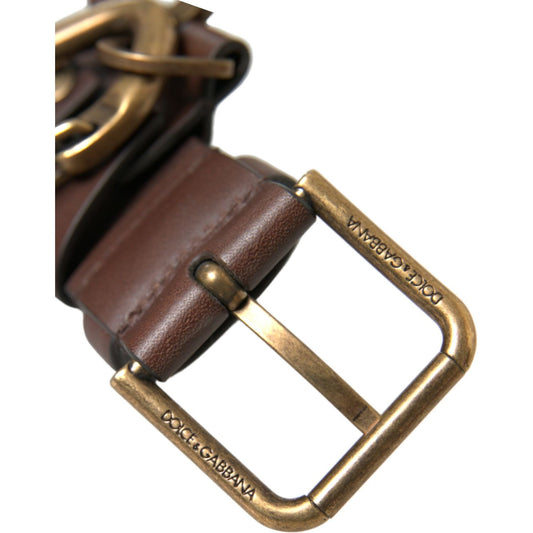 Dolce & Gabbana Brown Calf Leather Gold Metal Buckle Belt BEL9034-100