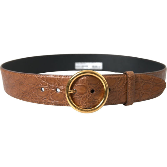 Dolce & Gabbana Brown Exotic Leather Round Buckle Belt BEL9085-95