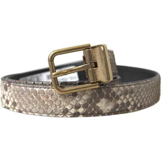Dolce & Gabbana Brown Python Leather Gold Metal Buckle Belt BEL9103-80