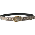 Dolce & Gabbana Brown Python Leather Gold Metal Buckle Belt BEL9103-80