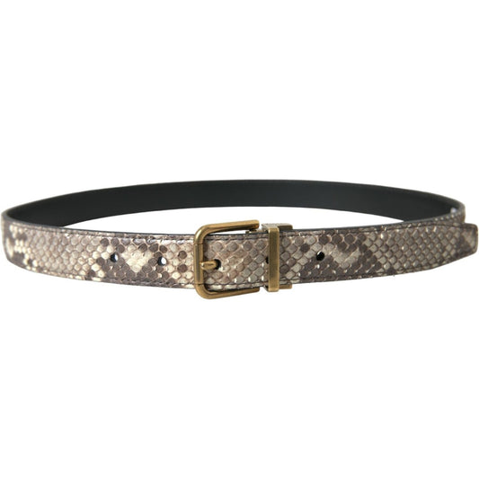 Dolce & Gabbana Brown Python Leather Gold Metal Buckle Belt BEL9103-80