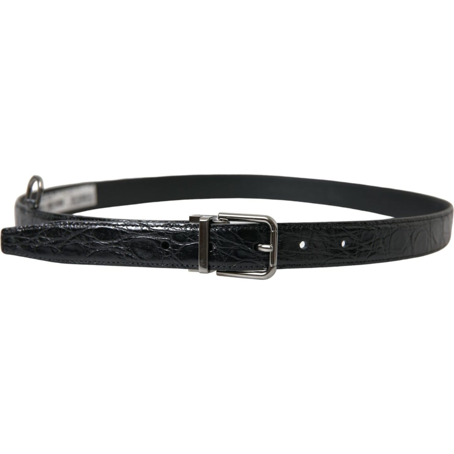 Dolce & Gabbana Black Leather Silver Metal Buckle Belt BEL9106-90