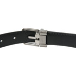Dolce & Gabbana Black Leather Silver Metal Buckle Belt BEL9106-90