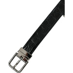 Dolce & Gabbana Black Leather Silver Metal Buckle Belt BEL9106-90