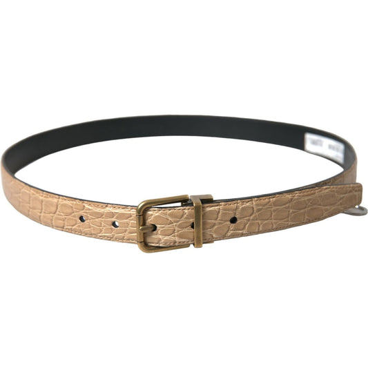 Dolce & Gabbana Beige Exotic Leather Gold Metal Buckle Belt BEL9108-90