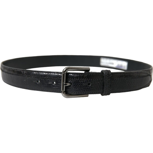 Dolce & Gabbana Black Exotic Leather Silver Metal Buckle Belt BEL9110-80