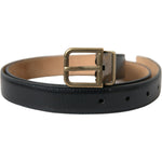 Dolce & Gabbana Black Calf Leather Gold Metal Buckle Belt BEL9124-90