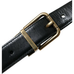 Dolce & Gabbana Black Calf Leather Gold Metal Buckle Belt BEL9124-90