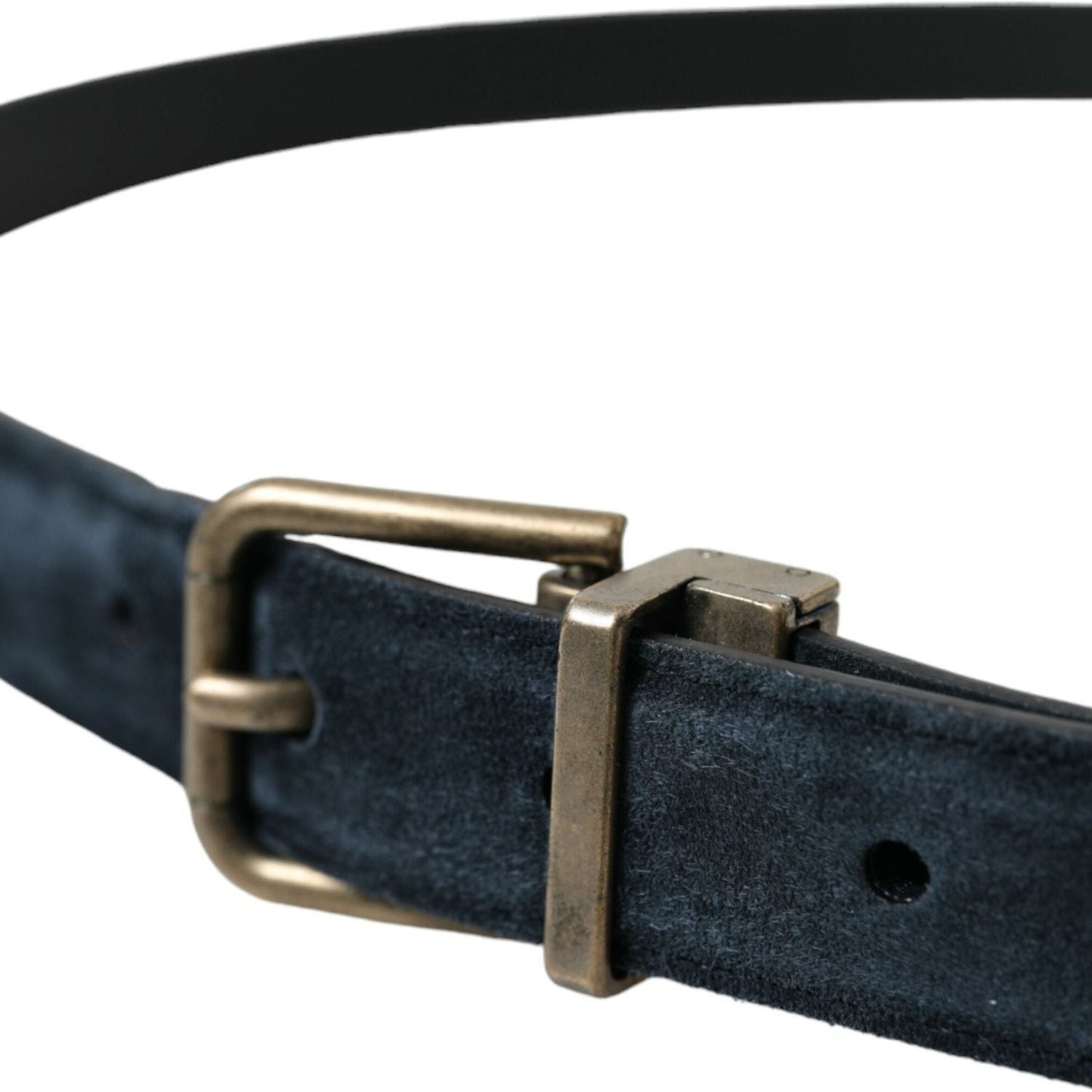 Dolce & Gabbana Blue Suede Leather Gold Metal Buckle Belt BEL9125-105