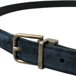 Dolce & Gabbana Blue Suede Leather Gold Metal Buckle Belt BEL9125-105