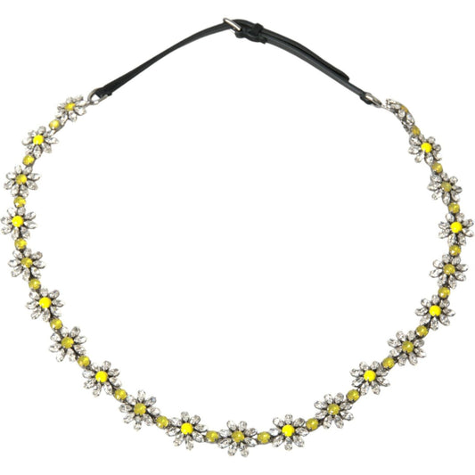 Dolce & Gabbana Black Daisy Crystal Dauphine Waist Belt WMB304-95