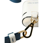 Dolce & Gabbana White Blue Calf Leather Logo Print Strap Airpods Case SMY101238