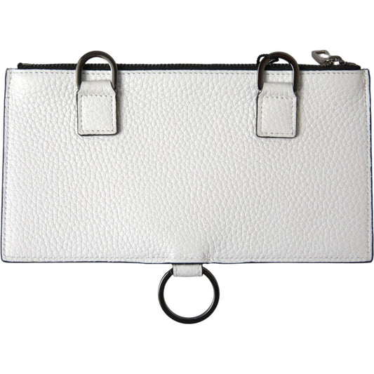 Dolce & Gabbana White Calfskin Leather Large Crossbody Card Holder Wallet BAG1384