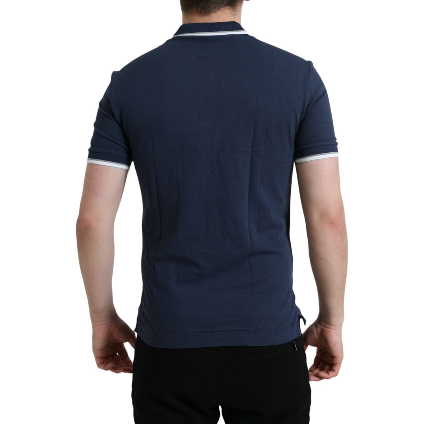 Dolce & Gabbana Blue Crown Patch Cotton Collared Men Polo T-shirt TSH84586-44