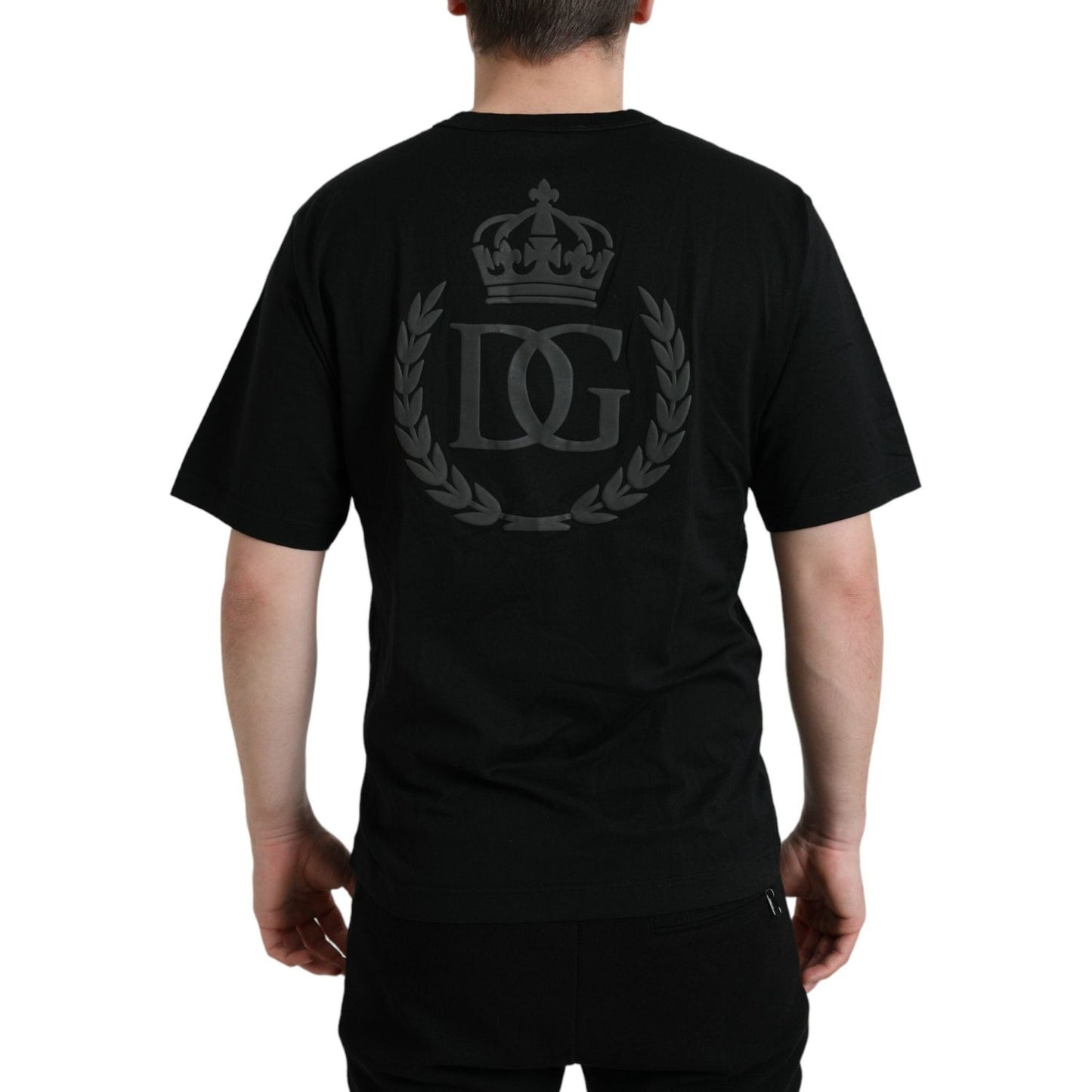 Dolce & Gabbana Black Logo Embossed Crew Neck Short Sleeves T-shirt TSH84609-44