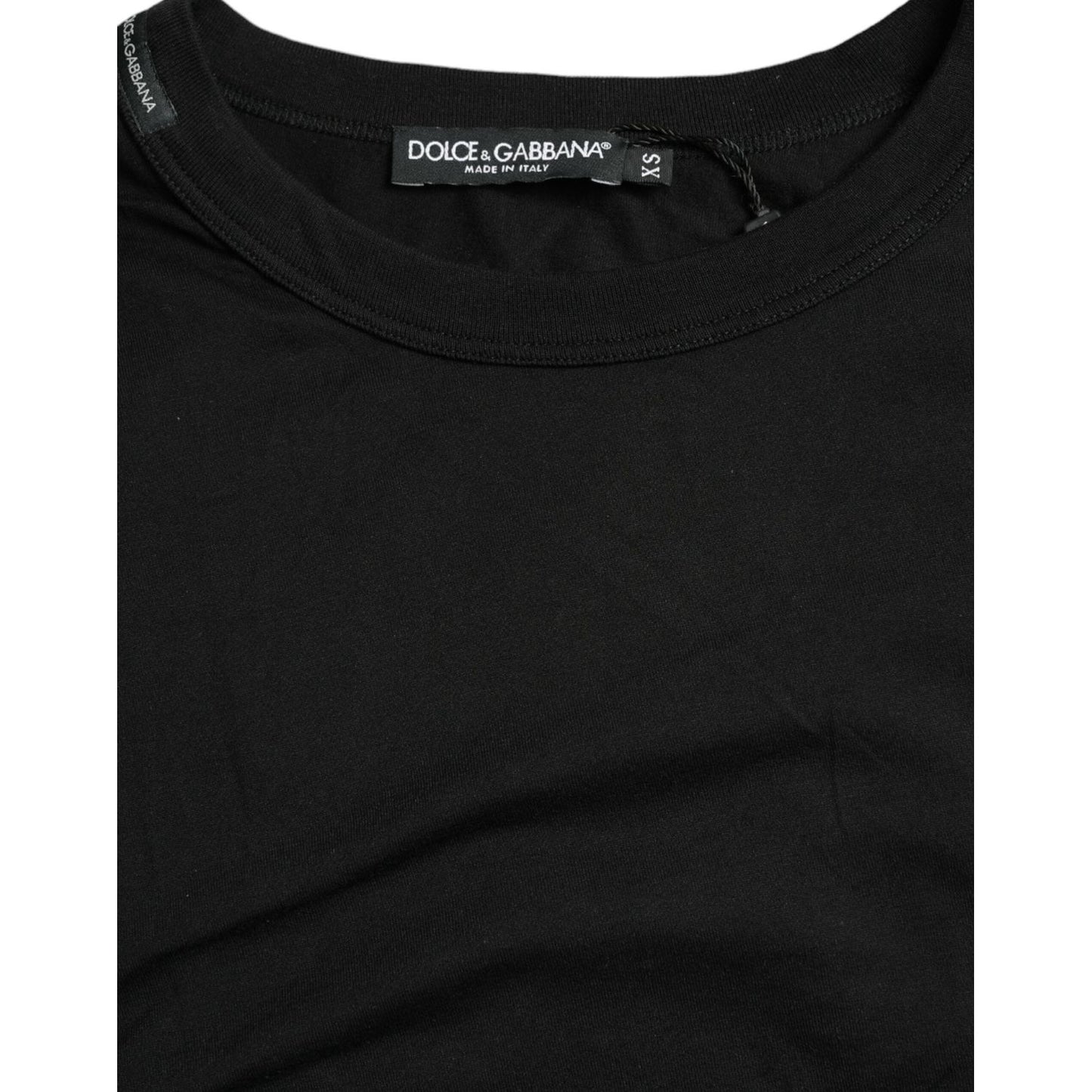Dolce & Gabbana Black Logo Embossed Crew Neck Short Sleeves T-shirt TSH84609-44