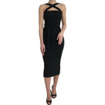 Dolce & Gabbana Black Sheath Halter Sleeveless Midi Dress DR281128-40