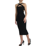 Dolce & Gabbana Black Sheath Halter Sleeveless Midi Dress DR281128-40