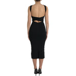 Dolce & Gabbana Black Sheath Halter Sleeveless Midi Dress DR281128-40