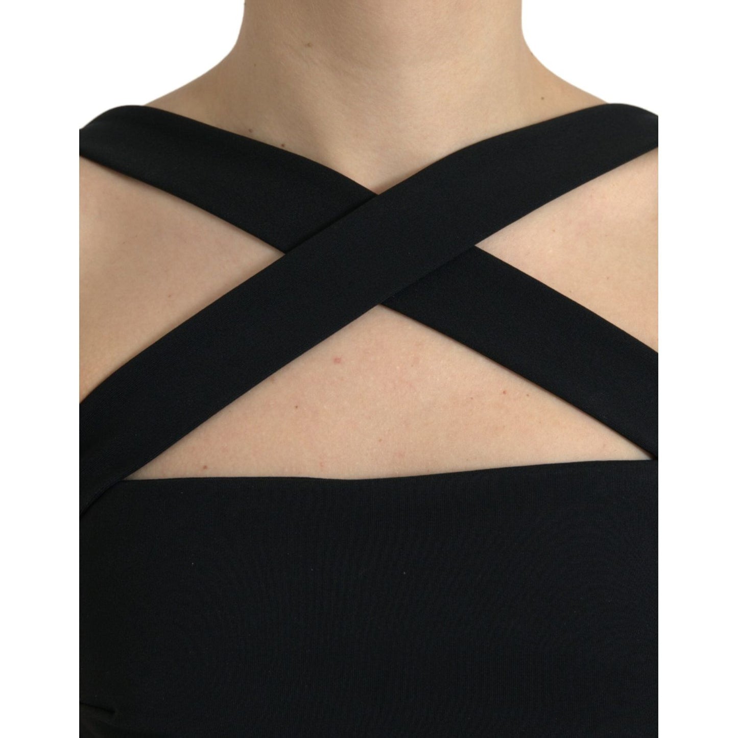 Dolce & Gabbana Black Sheath Halter Sleeveless Midi Dress DR281128-40