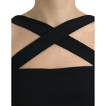 Dolce & Gabbana Black Sheath Halter Sleeveless Midi Dress DR281128-40