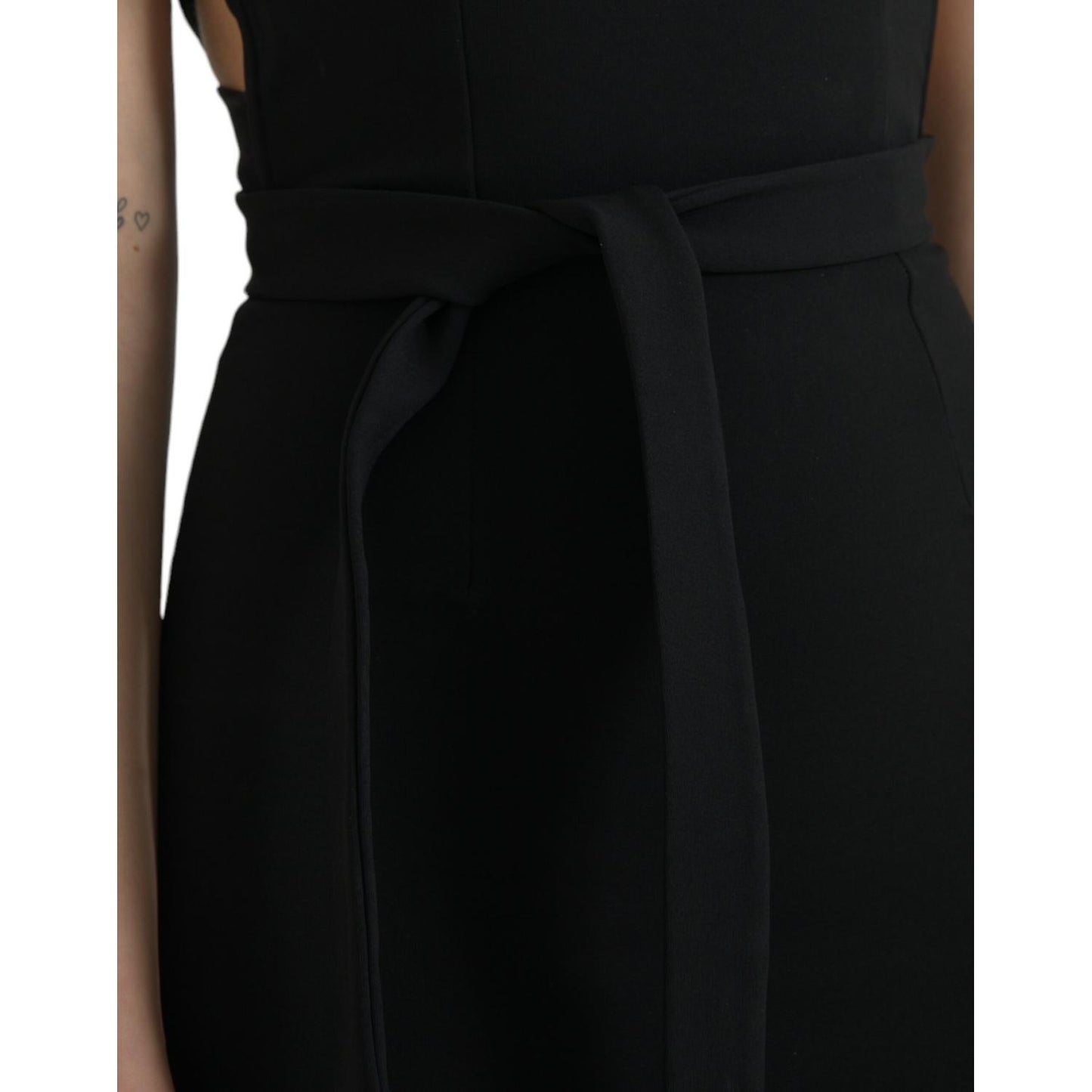 Dolce & Gabbana Black Sheath Halter Sleeveless Midi Dress DR281128-40