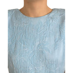 Dolce & Gabbana Light Blue Floral Jacquard Puff Sleeve Mini Dress DR281143-44