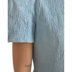 Dolce & Gabbana Light Blue Floral Jacquard Puff Sleeve Mini Dress DR281143-44