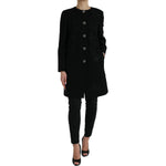 Dolce & Gabbana Black Floral Wool Button Embellished Jacket JKT3801-38