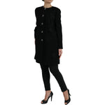 Dolce & Gabbana Black Floral Wool Button Embellished Jacket JKT3801-38