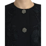 Dolce & Gabbana Black Floral Wool Button Embellished Jacket JKT3801-38