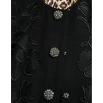 Dolce & Gabbana Black Floral Wool Button Embellished Jacket JKT3801-38