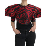 Dolce & Gabbana Black Red Patterned Cropped Coat Jacket JKT4058-46