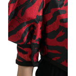 Dolce & Gabbana Black Red Patterned Cropped Coat Jacket JKT4058-46