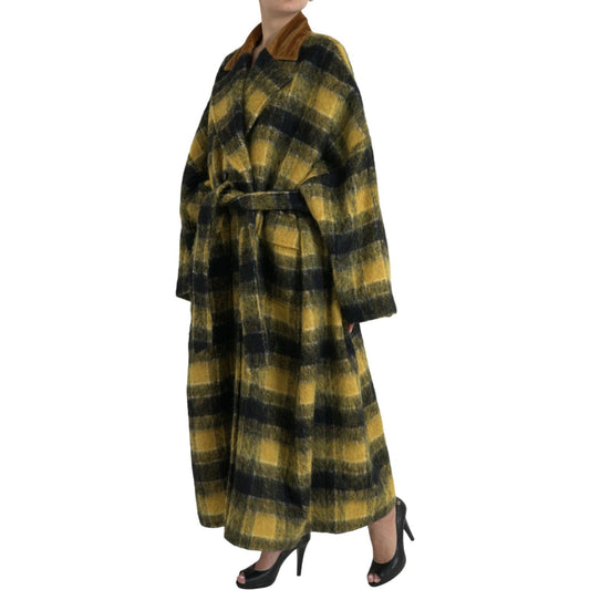 Dolce & Gabbana Yellow Checkered Long Sleeve Coat Jacket JKT4059-40