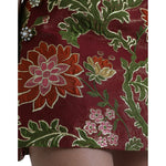 Dolce & Gabbana Maroon Floral Jacquard A-line Mini Skirt SKI1982-40