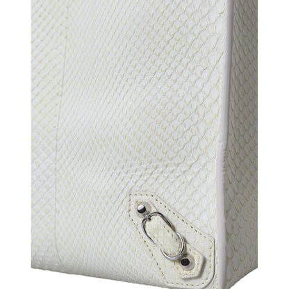 Balenciaga White Yellow Exotic Skin Leather Shopping Tote PAPIER Bag