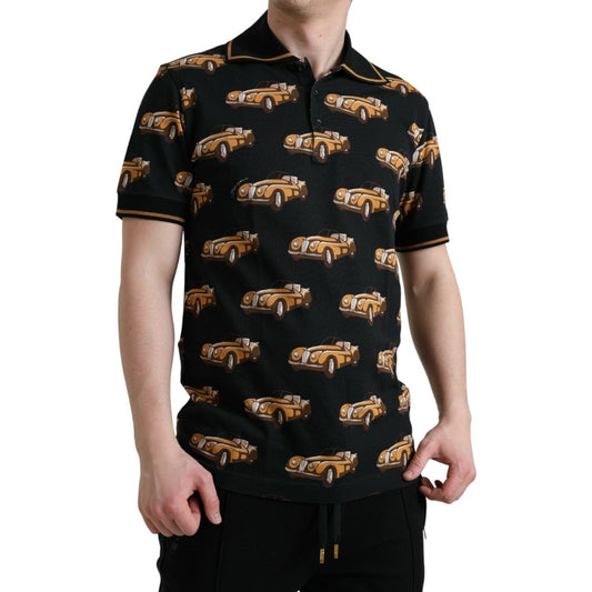 Dolce & Gabbana Black Car Print Short Sleeve Polo T-shirt TSH84669-52