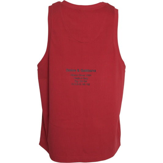 Dolce & Gabbana Red Leopard Print Sleeveless Tank T-shirt TSH85085-54