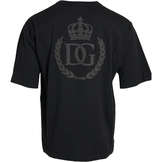 Dolce & Gabbana Black Logo Embossed Crew Neck Short Sleeves T-shirt TSH85093-48