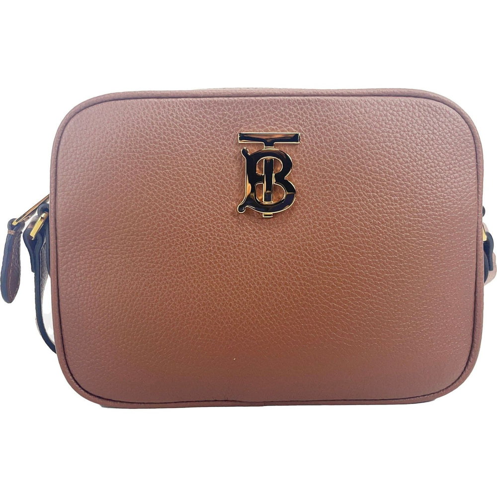Burberry Small Leather Tan Camera Crossbody TB Logo Bag 7410
