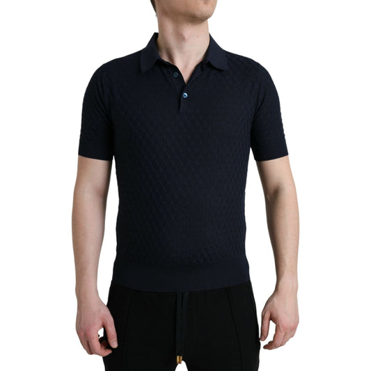 Dolce & Gabbana Dark Blue Collared Short Sleeve Polo T-shirt TSH84599-44