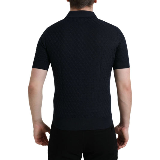 Dolce & Gabbana Dark Blue Collared Short Sleeve Polo T-shirt TSH84599-44