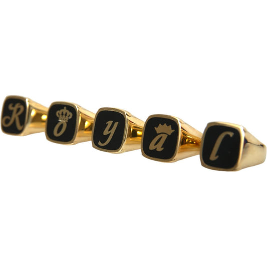 Dolce & Gabbana Gold Brass ROYAL Enamel Set of 5 Ring SMY101388