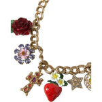 Dolce & Gabbana Gold Chain Rose Cross Strawberry Star Pendant Necklace SMY101443